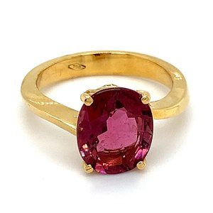 Certified Rubellite 3.10ct Solid 18K Gold Ring